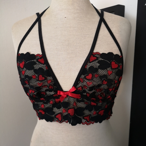 Dreamgirl Heart Lace Strappy Bondage Lingerie Set BNWOT - Picture 2 of 7
